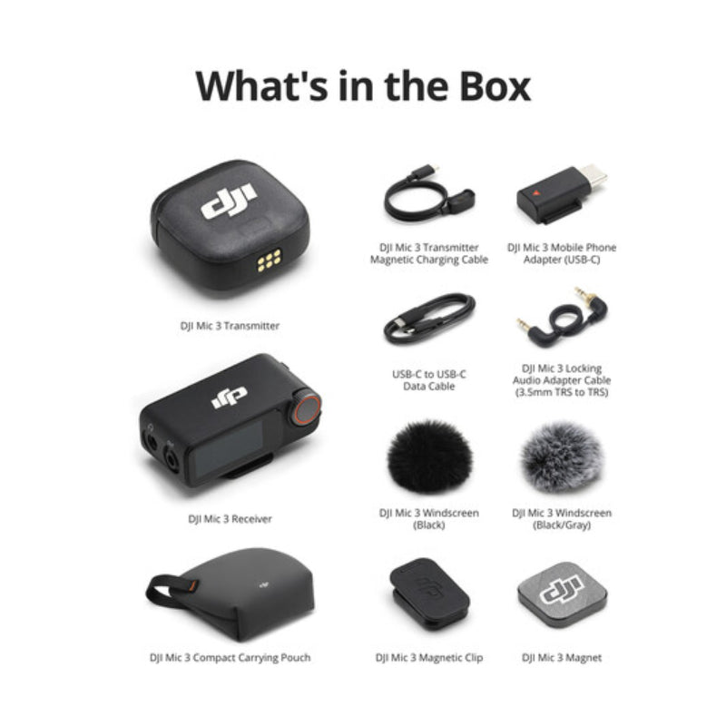 DJI Mic 3 (1 TX + 1 RX) مضغوط لاسلكي ميكروفون نظلم