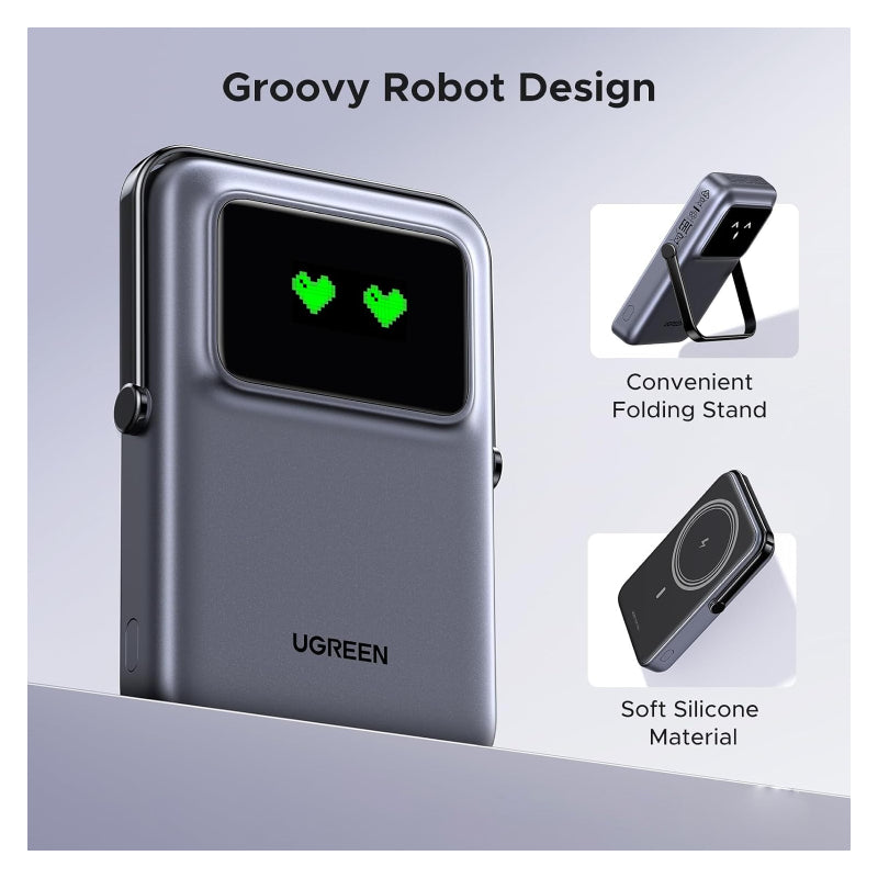 UGREEN Uno Magnetic Wireless Power Bank - 10,000mAh / USB-C / Black
