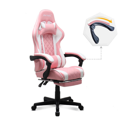 Gamax Gaming Chair 1-LT001L with Linkage Function Armrest And Retactable Footrest - Pink