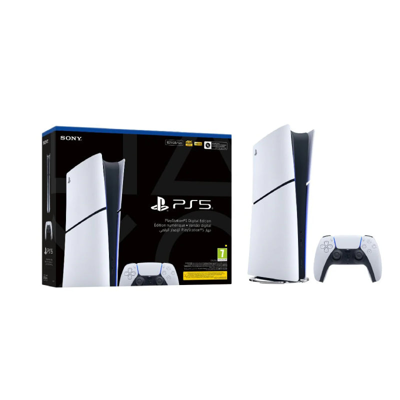 رقمية سوني بلاي ستيشن 5رقمية  نحيف  (هيكل E) - ذاكرة وصول إتش دي إم أي (RAM) سعة 16 جيجابايت  إس إس دي  سعة 825 جيجابايت إس إس دي  بلوتوث  واي-فاي  إتش دي إم أي  يو اس بي  أبيض