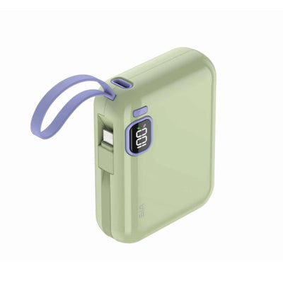 SIA PB302 Power Bank With Cable - 10000mAh / 38.5WH / USB-C / Lightning / Green