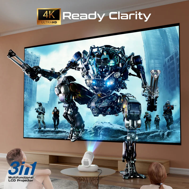 جهاز عرض  لاسلكي PROMATE 4K متوافق مع بلت-ان  ضوء RGB محيطة