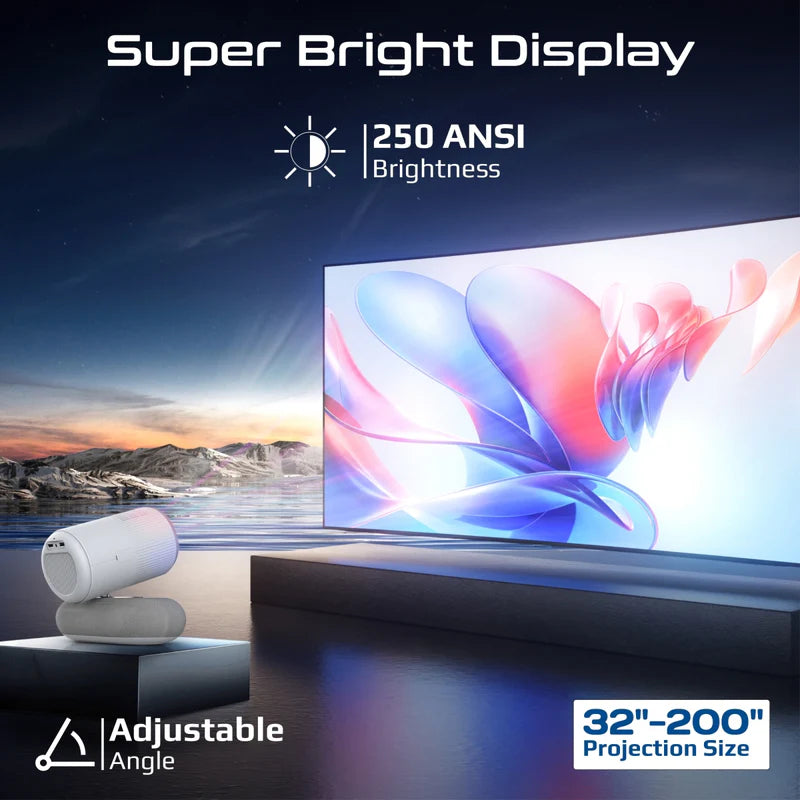جهاز عرض  لاسلكي PROMATE 4K متوافق مع بلت-ان  ضوء RGB محيطة