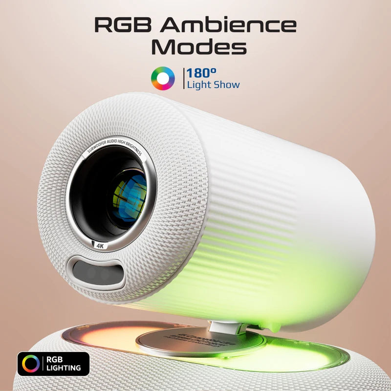 جهاز عرض  لاسلكي PROMATE 4K متوافق مع بلت-ان  ضوء RGB محيطة