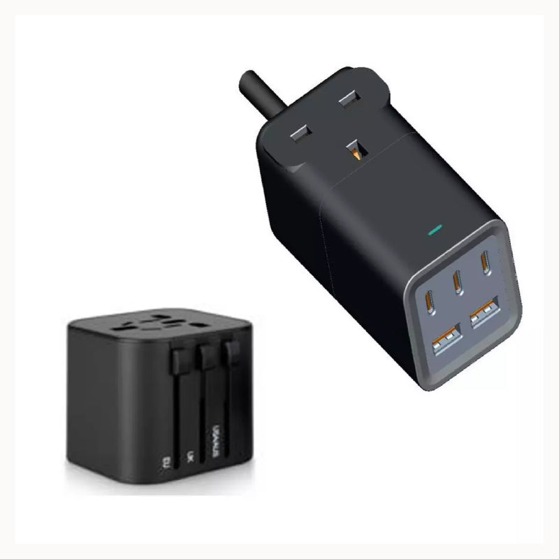 طاقة RAVPowerمنفذ  مع محول  شاحن  مع محول  75 واط / يو اس بي/ يو اس بي/ أسود