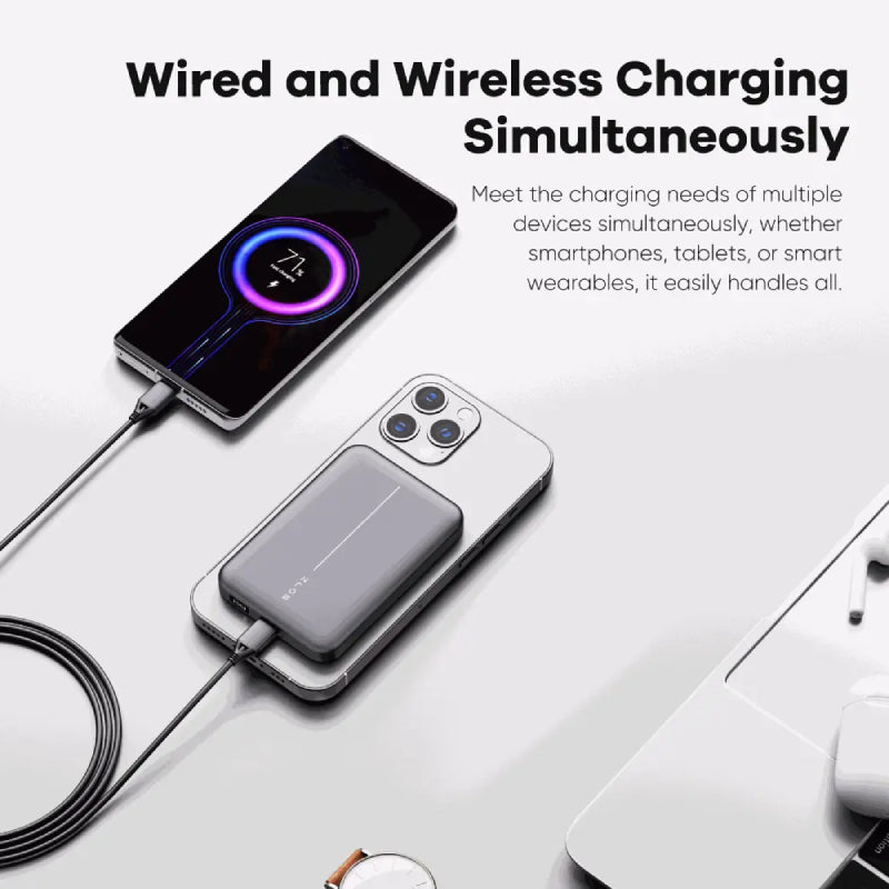 ZLOS Ultra-Thin Mini Wireless Charging Power Bank - 10000mAh / 20W / USB-C
