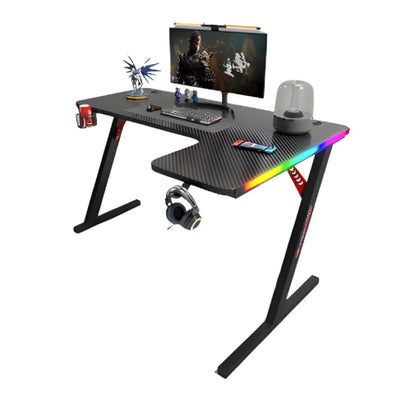 Gamax P201-RB RGB Carbon Fiber Gaming Table (L-Shaped) with MousePad - Right / Black