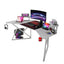Gamax D2204W Curved Carbon Fiber Gaming Table with Multi Level Shelves & Mousepad - White