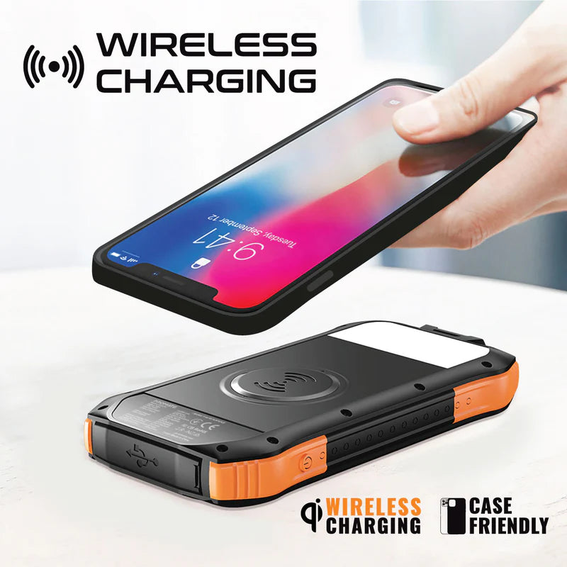 PROMATE SolarTank-10PDQi Rugged EcoLight Solar Power Bank - 10000mAh / USB-A / USB-C