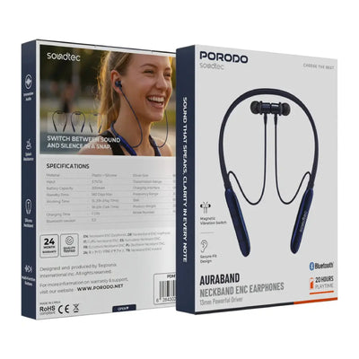 Porodo Soundtec Auraband حول الرقبة  200 مللي أمبير في الساعة / أزرق