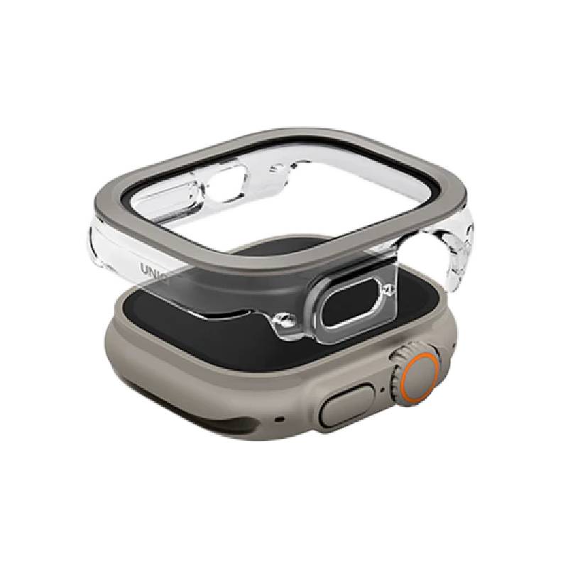 Uniq Vouteحافظة  ساعة مع شاشة حماية  ابل ساعة ألترا - تيتانيوم فضي