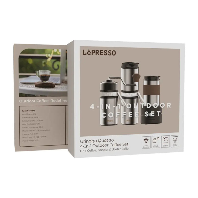 مجموعة خارجي LePresso Grindo Quattro 4 في 1 خارجي - فضي