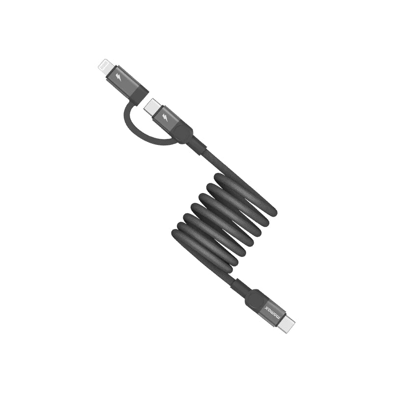 MOMAX Mag.Link Duo Magnetic Cable - USB-C / Lightning / 60W / 2 Meter / Black