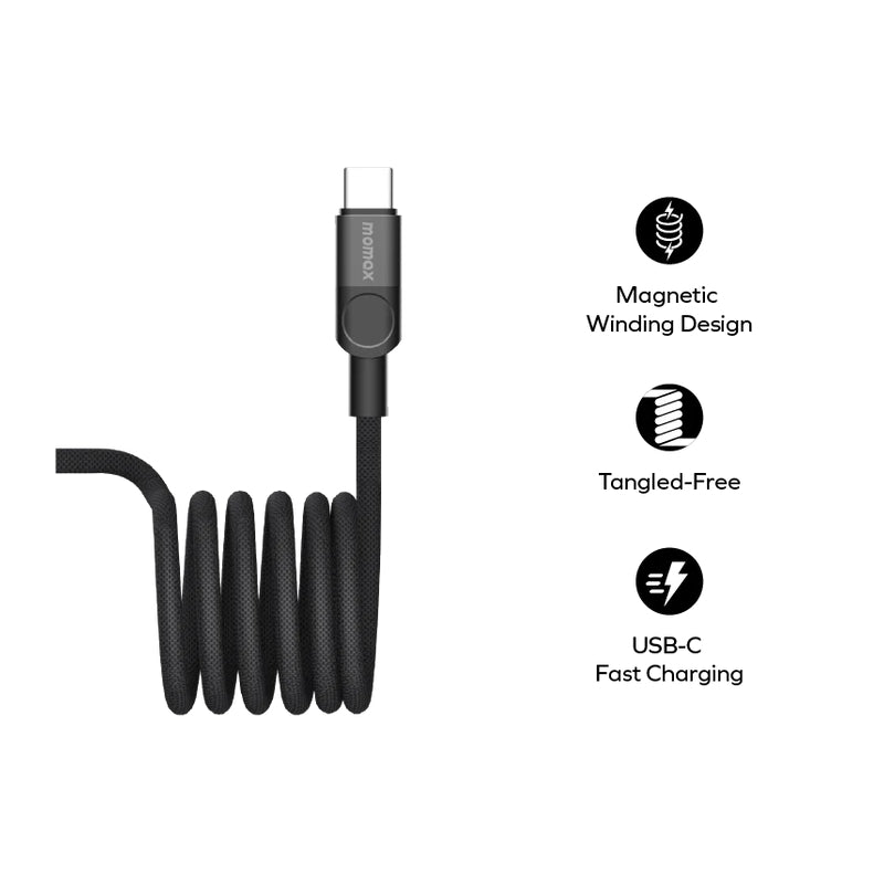 MOMAX Mag.Link Magnetic Cable - USB-C / 240W / 2 Meter / Black