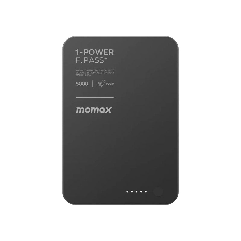 MOMAXطاقة .Passطاقة  مغناطيسي  مع كابل بلت-ان كابل  5000 مللي أمبير / يو اس بي/ أسود