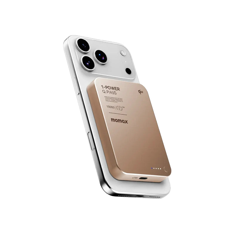 MOMAX 1-Power Q.Pass Qi2 Magnetic Wireless Power Bank - 10000mAh / USB-C / Sandstone
