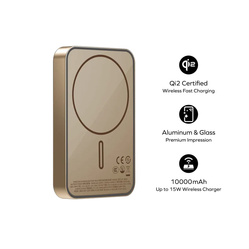 MOMAX 1-Power Q.Pass Qi2 Magnetic Wireless Power Bank - 10000mAh / USB-C / Sandstone