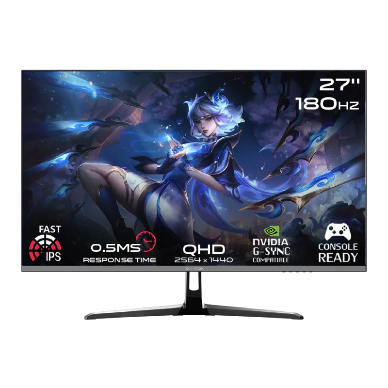 GameOn GOPS27QHD180IPS Pro Series Gaming Monitor - 27" QHD / 180Hz / 0.5ms / DisplayPort / HDMI / Audio Out - Black
