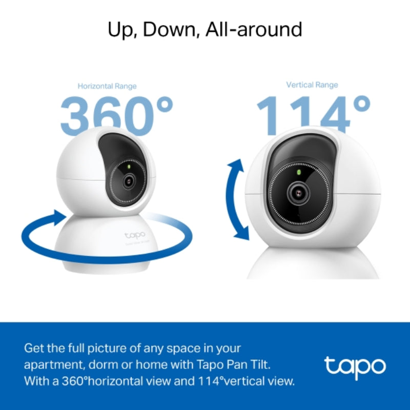 TP-Link Tapo C230 Pan/Tilt AI Home Security Wi-Fi Camera - H.264 / 2880 x 1620 / 2.4 GHz - White