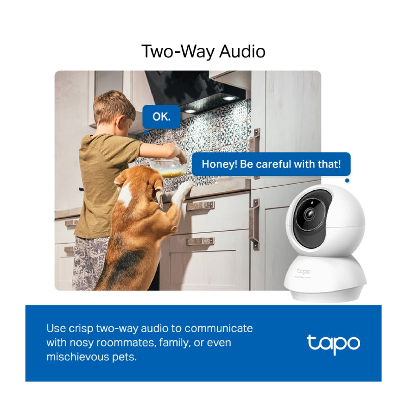 TP-Link Tapo C230 Pan/Tilt AI Home Security Wi-Fi Camera - H.264 / 2880 x 1620 / 2.4 GHz - White