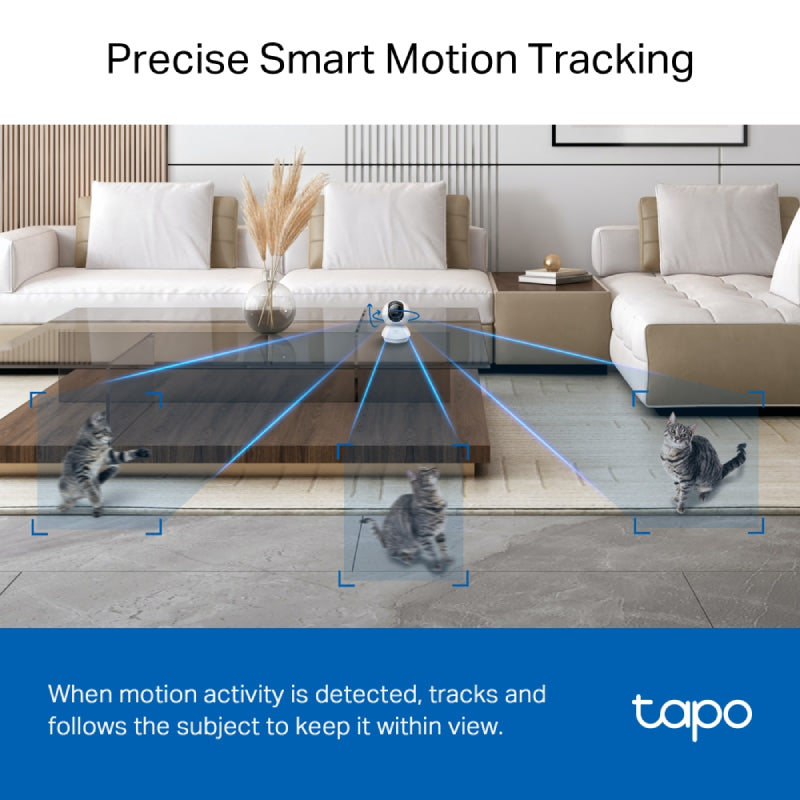 TP-Link Tapo C230 Pan/Tilt AI Home Security Wi-Fi Camera - H.264 / 2880 x 1620 / 2.4 GHz - White