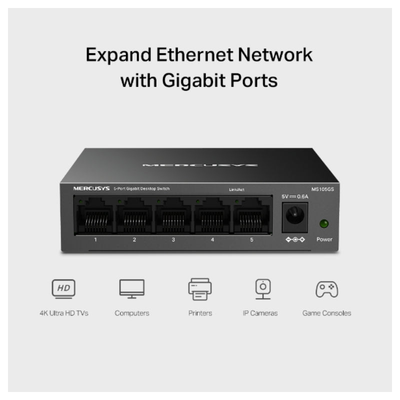 Mercusys MS105GS 5-Port Desktop Switch