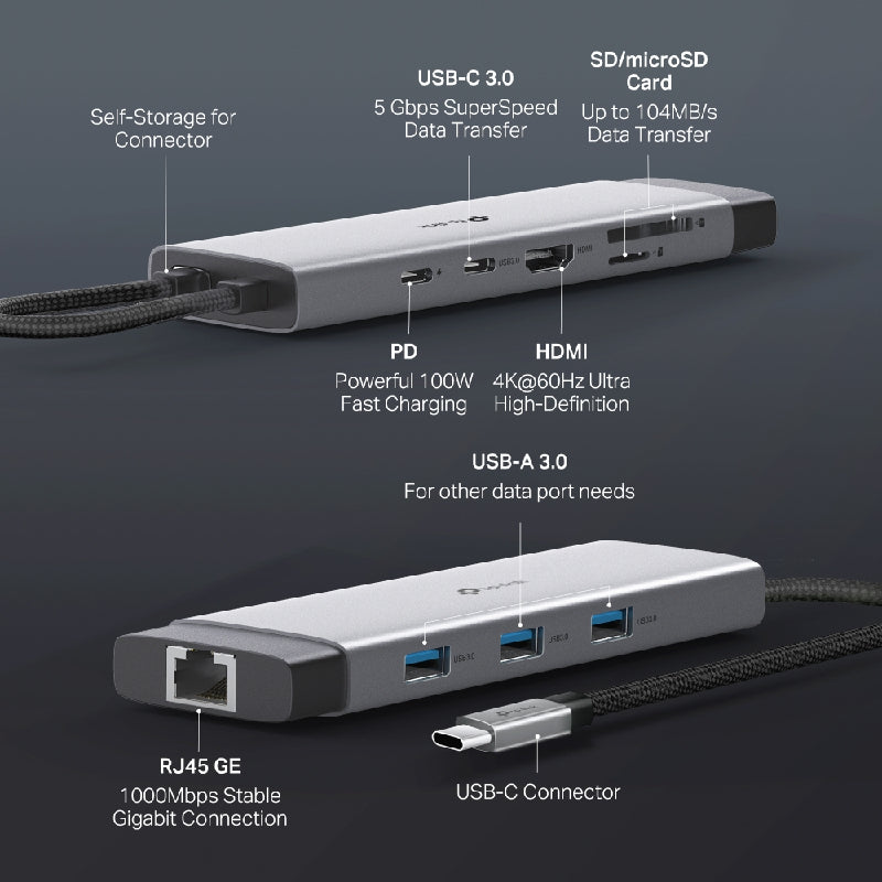 TP-Link UH9120C USB Type-C 9-in-1 Hub - HDMI / USB-C / USB 3.0 / Micro SD / SD / RJ45