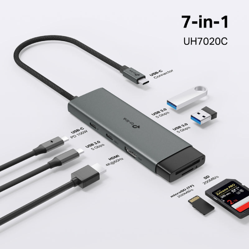 موزع تي بي لينك  يو اس بي تايب-سي  موزع  إتش دي إم أي  يو اس بي/ يو اس بي .0 / Micro SD / SD