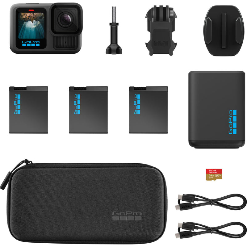 GoPro HERO13 Black Extended Power Bundle - 1/1.9" CMOS / 27MP / Bluetooth - Black