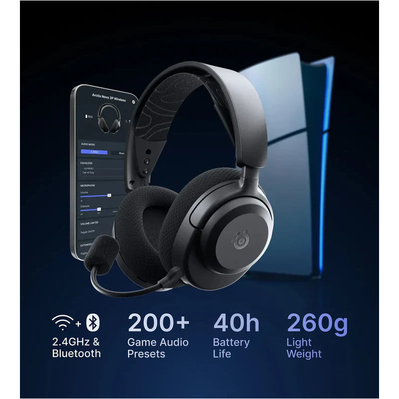 سماعة رأس  الألعاب  SteelSeries Arctis نوفا سماعة رأس  لاسلكي  أسود