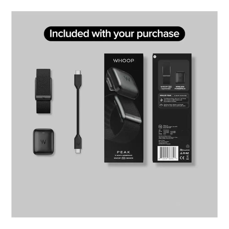 WHOOP 5.0 Peak Health and Fitness Tracker (12 Month Membership) - Bluetooth / Obsidian