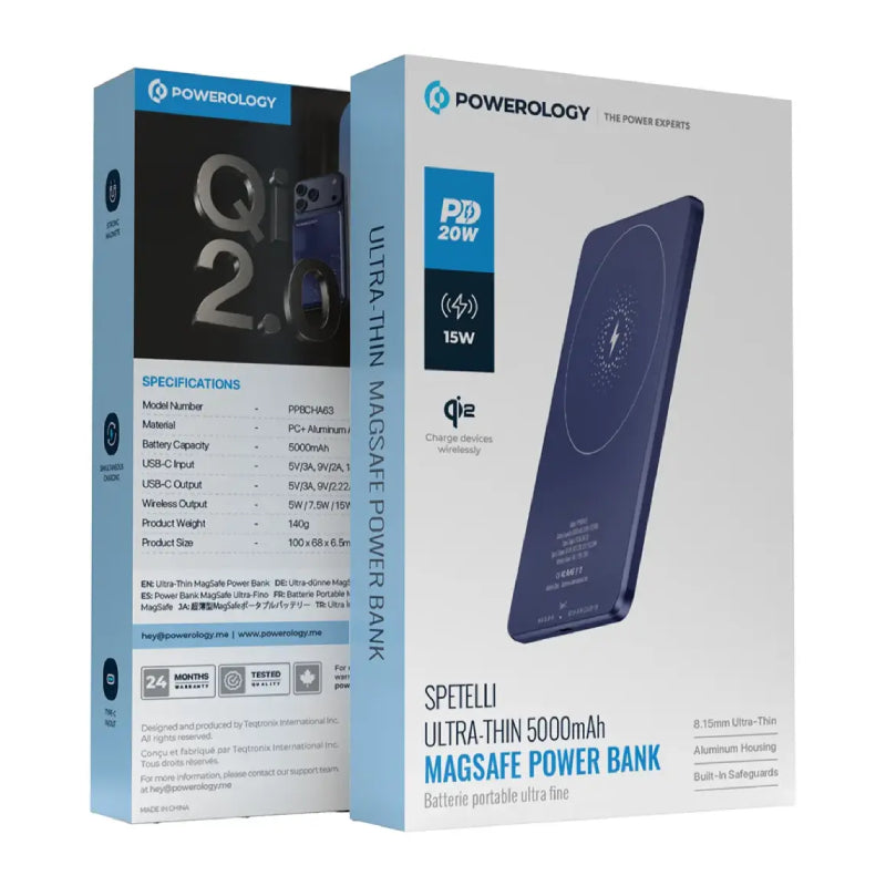 Powerology Ultra-Thin MagSafe Power Bank - 5000mAh / Type-C / Blue