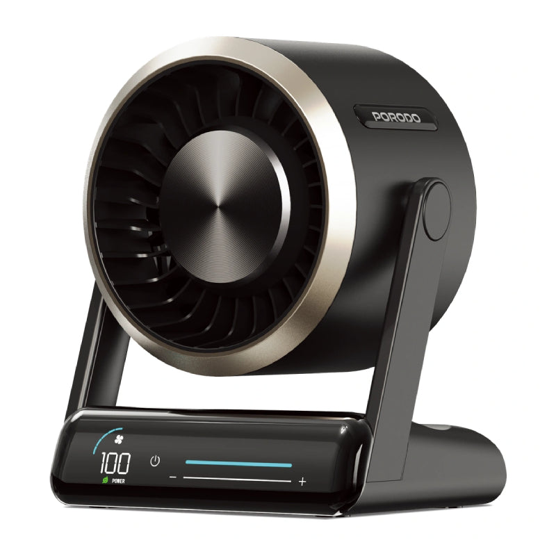 Porodo Lifestyle Chelo Core Desk Fan with LED Display - 6000mAh / USB-C / Black