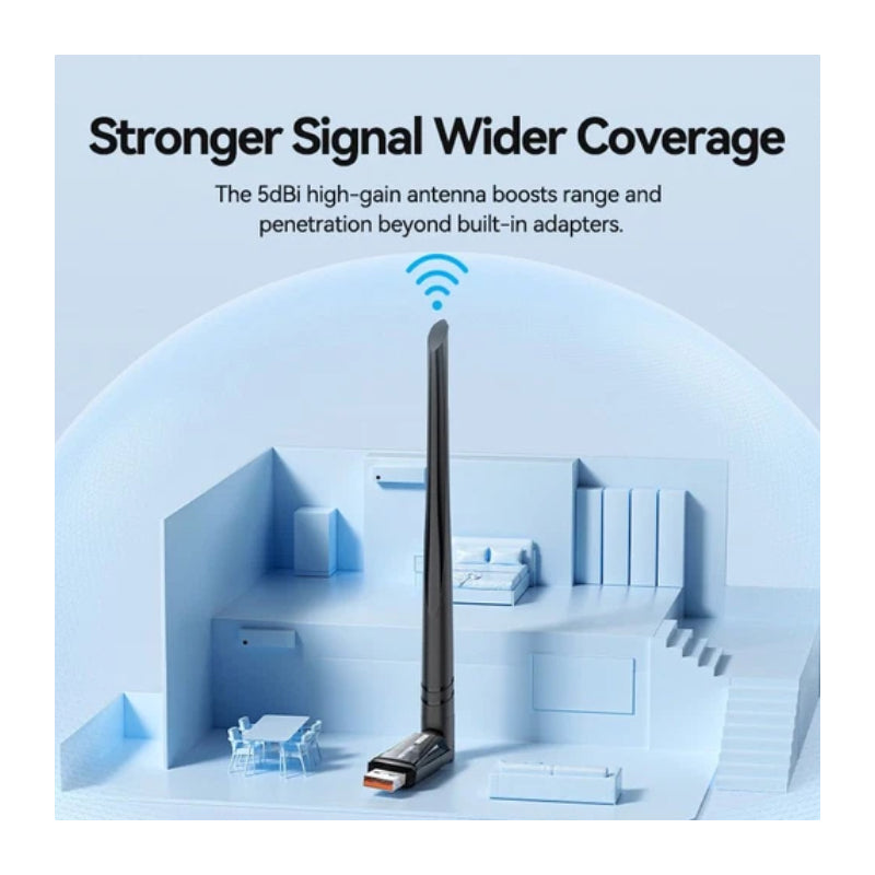 Vention AX900 USB Wi-Fi Dual Band Adapter With High Gain Antenna - Black