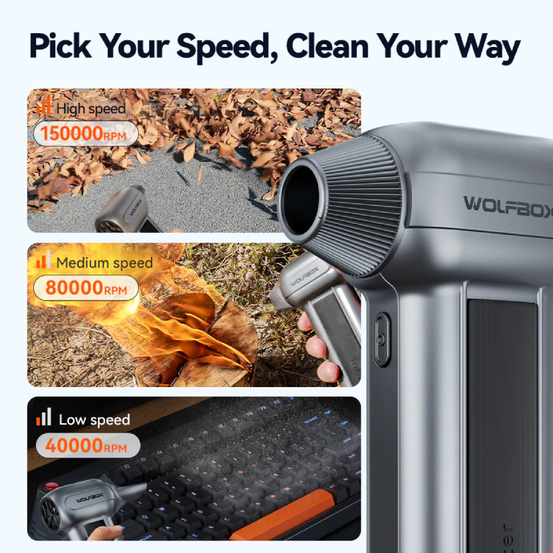 WOLFBOX MF100 High Powered Turbo Air Duster & Blower - 6000mAh / 185MPH