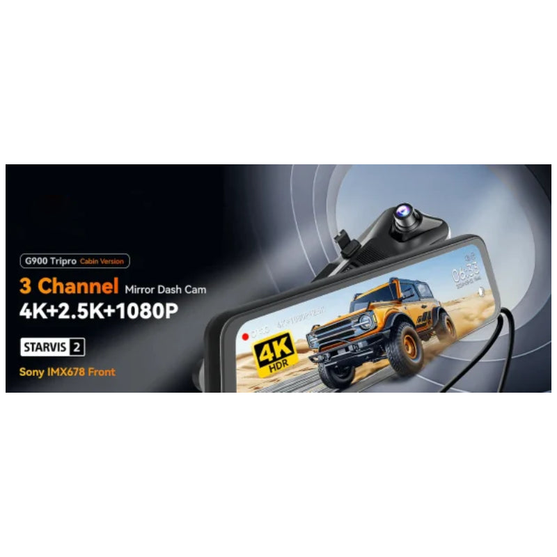 WOLFBOX G900 Pro 4K smart Dash Cam with GPS - Wi-Fi / Black