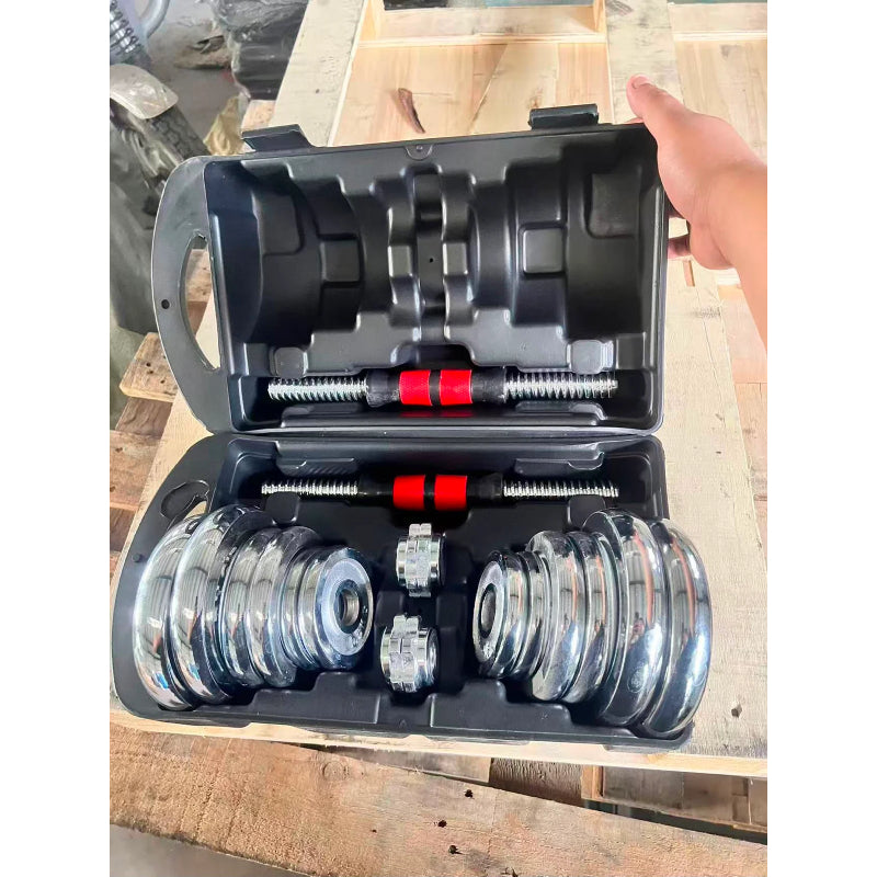 Adjustable Chrome Dumbbell 15KG Weight Set with Carrying Case