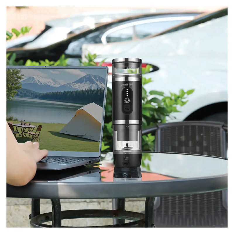 LePresso 4-in-1 Portable Coffee Machine with Milk Frother - 2500mAh / 100W / 80ml / Black