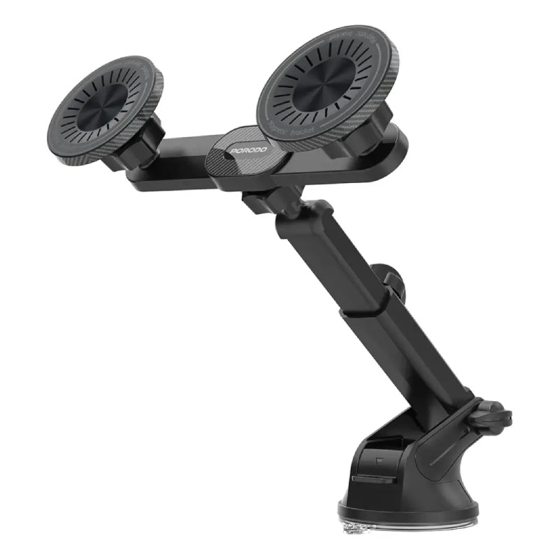 Porodo Dax-L Dual MagSafe Car Phone Holder with Adjustable Telescopic Arm - Black