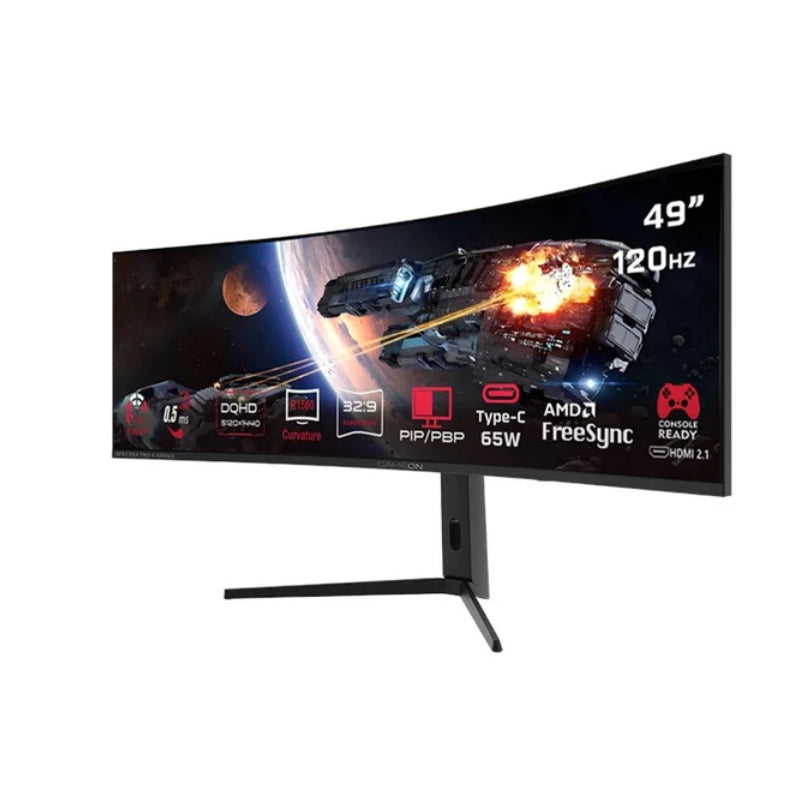 GAMEON GOC49DQHD120 Spectra Pro X Series - 49" DQHD / 0.5ms / 120Hz / HDMI/DisplayPort/USB-C/USB-A / (Supports PS5) - Black