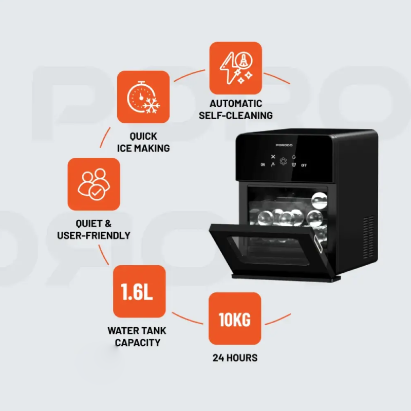 Porodo Lifestyle Sphere Ice Machine - 1.6L / Black