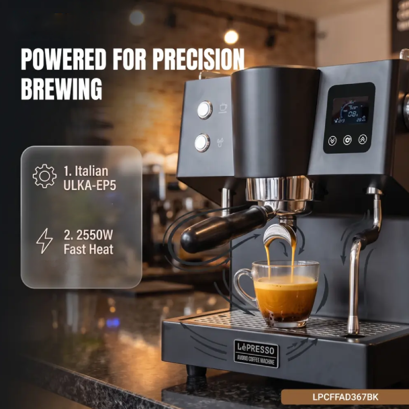 LePresso Avorio Italian Pump Commercial Coffee Machine - 3L / 2550W / Black