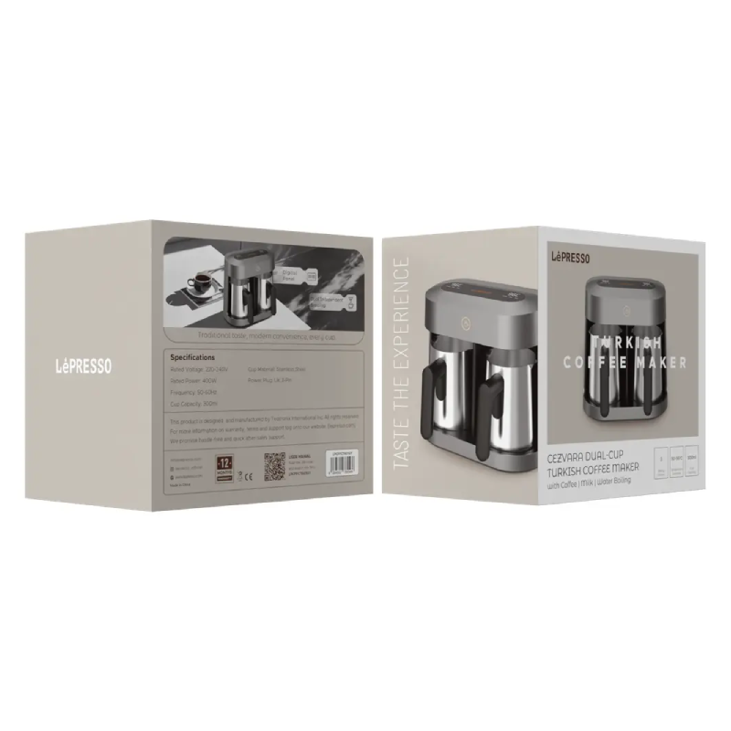 LePresso Cezvara Dual-Cup Turkish Coffee Maker - Gray