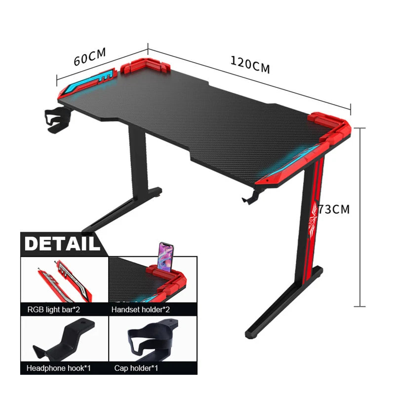 GADGETON T2-1200R RGB Flowing Light Gaming Desk - Black/Red