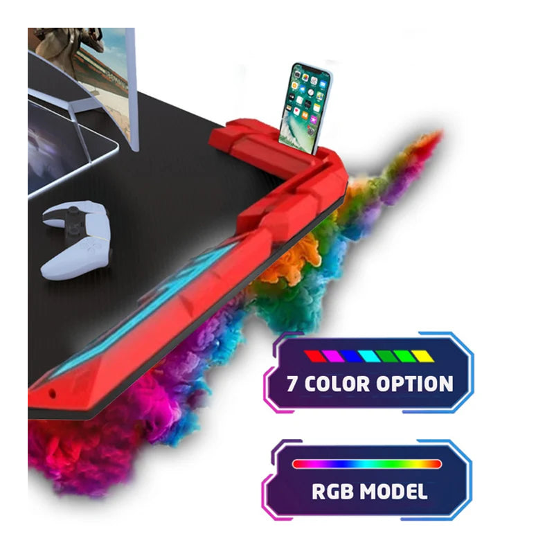 GADGETON T2-1200R RGB Flowing Light Gaming Desk - Black/Red