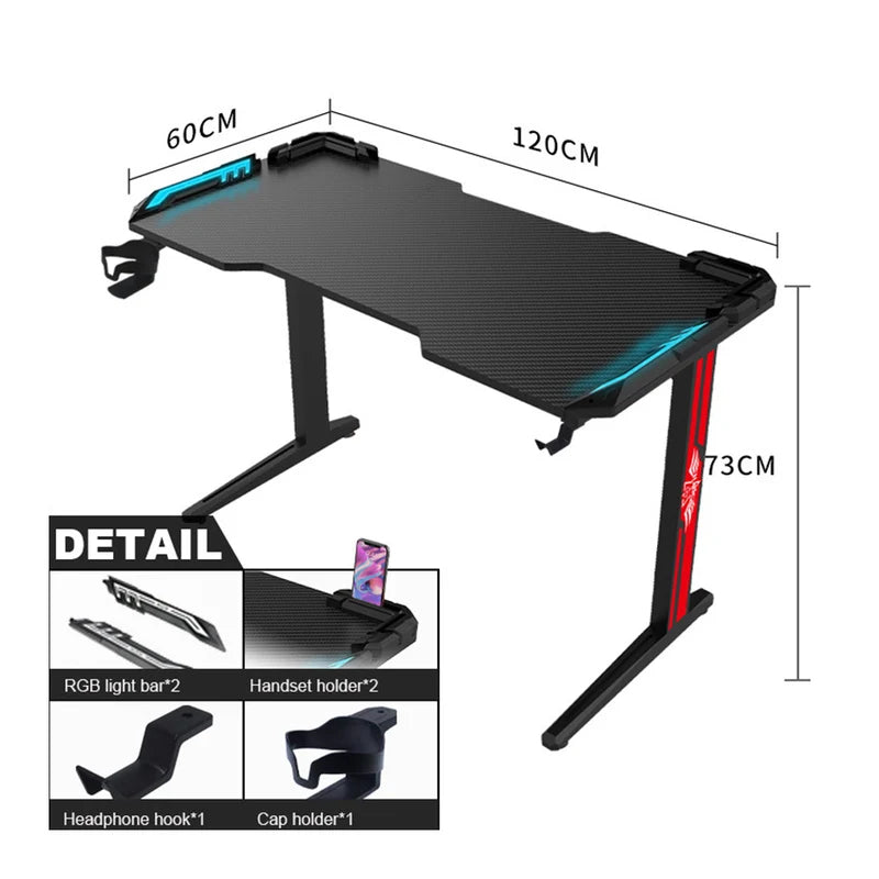 GADGETON T2-1200 RGB Flowing Light Gaming Desk - Black