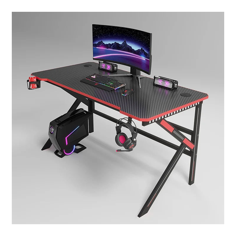 GADGETON D2105 K-Shaped Gaming Desk - Black/Red