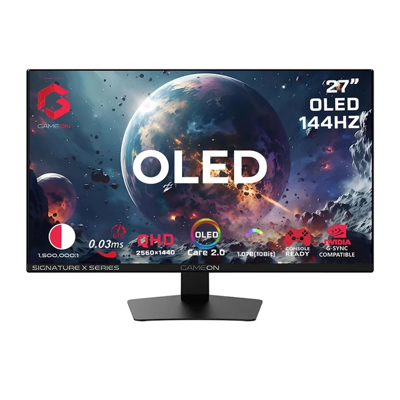 GAMEON GO27QDOLD144 Signature X Series Gaming Monitor - 27" OLED / 0.03ms / DisplayPort / HDMI / Audio Port - Black