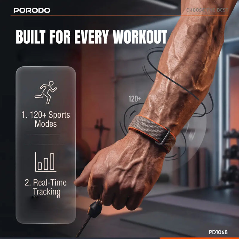 Porodo TrackFit Evo Smart Health Tracking Bracelet - Bluetooth / 35mAh / Black