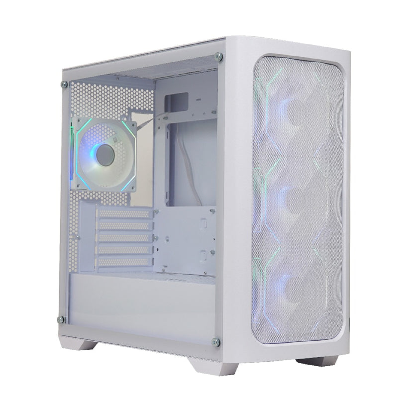 GPro Premium Mid Tower PC Case With 4 Fans - White